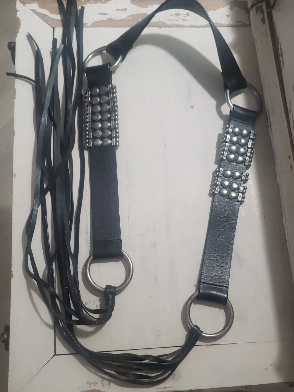 Leather Moto Grunge Belt S/M